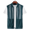Gilet da uomo in rete traspirante verde scuro con cerniera per sport all'aperto - M / Blu