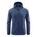 Blue hooded sun protection jacket with zip closure and lightweight outdoor tech fabric - M / 2318 Dark Blue