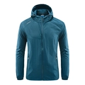 Deep teal breathable UV protection outdoor sun coat for men with adjustable hood - M / 2318 Denim Blue
