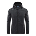 Men's black hooded sun protection outdoor jacket with windproof textured tech fabric - M / 2318 Black