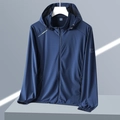 Navy blue UV protection jacket with Move Sport logo and UPF 50 plus sun protection - M / Men's Navy Blue