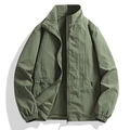 Chaqueta ligera de hombre verde oliva con cuello alto, forro de malla y bolsillos - M / Verde Militar
