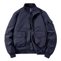 Chaqueta de aviador azul marino para hombre con bolsillos y forro acolchado - M / Azul oscuro