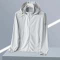 UPF 50+ lightweight ice silk sun protection jacket in light grey with zip pockets - M / Men's White Gray