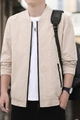 Modische Herrenjacke in Beige mit geometrischem Druck und Stehkragen-Reißverschluss - M / Khaki