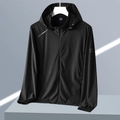 Black ice silk sun protection jacket with hood, UPF 50+ rating and breathable fabric - M / Men's Black