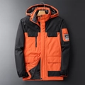 Men's outdoor windbreaker jacket in orange and black with warm fleece lining - L / Men's Orange Red