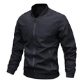 Men's black marble texture bomber jacket with ribbed collar and metallic front zipper - 3XL / Black Fleece Lined