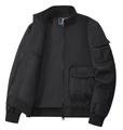 Chaqueta bomber negra para hombre con cuello alto y puños de canalé en estilo casual - M / Negro