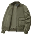 Chaqueta bomber para hombre verde militar con puños acanalados y diseño multibolsillos - M / Verde Militar