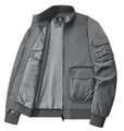Chaqueta gris para hombre con cuello alto, bolsillos cargo y tela cortavientos - M / Gris