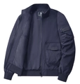 Men's navy blue windproof bomber jacket with stand collar and functional pockets - M / Dark Blue