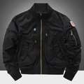 Blouson aviateur tactique noir pour homme avec badges militaires et zips dorés - S / Noir