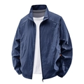Veste de protection solaire respirante bleu marine pour hommes avec col montant zippé - M / Bleu clair