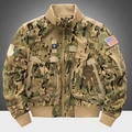 Tactical multicam camouflage bomber jacket with rib-knit cuffs and multiple zip pockets - S / Camouflage