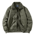 Men's army green bomber jacket with warm fleece lining and a detachable faux fur collar - M / Army Green