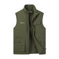 Men's army green outdoor utility vest with fleece lining and multiple pockets - M / Army Green Fleece