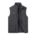 Dark gray outdoor vest with warm fleece lining and multiple utility pockets - M / Gray Fleece