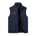 Men's navy blue outdoor vest with warm fleece lining and multiple functional cargo pockets - M / Navy Blue Fleece