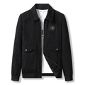 Chaqueta de pana negra para hombre, diseño holgado y cálido con cuello de solapa - M / Negro