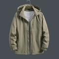Men's khaki lightweight hooded outdoor jacket in windproof fabric with zip pockets - 5XL / Khaki
