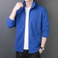 Men's blue polar fleece jacket with high collar and zipper closure in casual style - M / Royal Blue