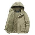 Veste à capuche homme outdoor kaki avec doublure en maille respirante et tissu coupe-vent - M / Kaki