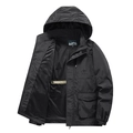 Veste à capuche noire pour homme, coupe-vent avec doublure en mesh et logo montagne - M / Bleu foncé