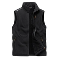 Chaleco polar para hombre en negro con forro sherpa cálido y detalle de cremallera naranja - M / Negro