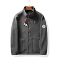 Men's grey fleece jacket with stand collar, full zipper and thermal lining for outdoors - XS / Top (9818) / Gray