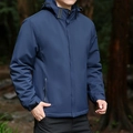 Giacca outdoor da uomo blu scuro, antivento con cappuccio e colletto rialzato - M / Blu