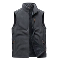 Chaleco polar de invierno para hombre gris oscuro con cuello alto y forro sherpa - M / gris oscuro