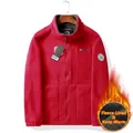 Men's red outdoor fleece jacket with high neck, full zipper, and warm fleece lining - XS / Tops / Red