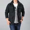 Giacca tattica invernale da uomo nera con tasche multiple e calda fodera in pile - M / Nero