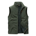 Chaleco polar verde oscuro para hombre con cremallera completa y forro térmico - M / Verde Militar