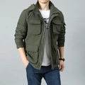 Giacca invernale da uomo verde militare con fodera in pile e design multitasche stile cargo - M / Verde Militare