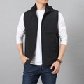 Gilet da uomo nero con cappuccio, giacca sportiva outdoor con zip e tasca sul petto - M / Nero