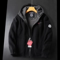 Giacca in pile pesante nera con ricamo bandiera norvegese e fodera interna grigia - XS / Nero
