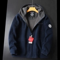 Felpa in pile blu scuro da uomo con fodera grigia e chiusura a zip integrale - XS / Blu Notte
