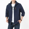Chaqueta térmica azul marino con capucha para hombre y forro polar de estilo outdoor - M / Azul