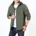 Men's winter military green padded outdoor jacket with hood and outdoor embroidery - M / Army Green