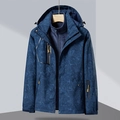 Veste camouflage 3-en-1 imperméable avec doublure polaire chaude et plusieurs poches - L / Bleu Camouflage (Hommes)