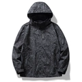 Chaqueta cortavientos impermeable con capucha y estampado de hojas camo gris oscuro - L / Negro (Hombre)