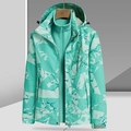 Veste de randonnée imperméable vert menthe avec doublure polaire et imprimé marbré - M / Vert Émeraude