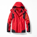 Veste de randonnée d'extérieur 3 en 1 rouge avec doublure polaire et capuche amovible - M / Veste Coupe-vent Et Doublure Amovible / Rouge (Style Homme)