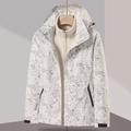Women's 3-in-1 outdoor jacket with tropical leaf print and inner fleece lining - L / Men's Camouflage Leaf White