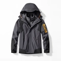 Men's outdoor 3-in-1 hiking jacket with grey fleece lining and orange zipper detail - L / Storm Jacket And Detachable Liner / Gray (Men)