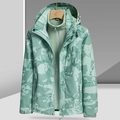 Veste outdoor 3-en-1 camouflage imperméable avec doublure polaire et plusieurs poches - M / Vert Haricot