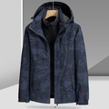 Veste d'extérieur imperméable camouflage marine avec doublure polaire et poches multiples - L / Gris Camouflage
