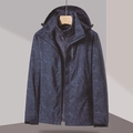 Three-in-one outdoor camouflage jacket with hood and warm fleece lining for men - L / Men's Camo Blue